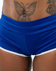 Blue Yoga Shorts Modeled Size Medium